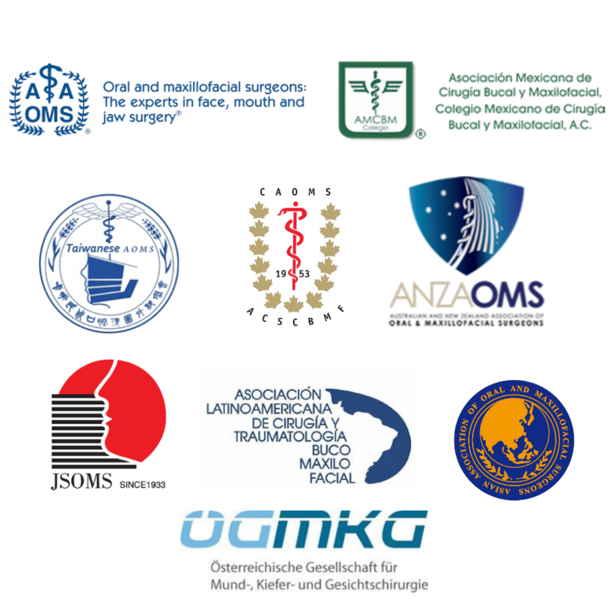 Logos of IAOMS Regional Supporters of the Foundation